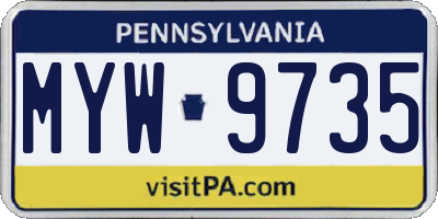 PA license plate MYW9735
