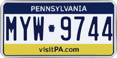 PA license plate MYW9744