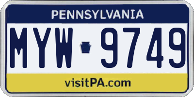 PA license plate MYW9749