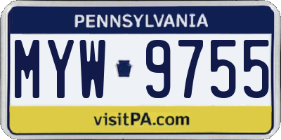 PA license plate MYW9755