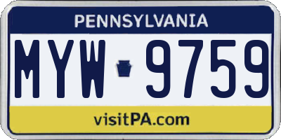 PA license plate MYW9759
