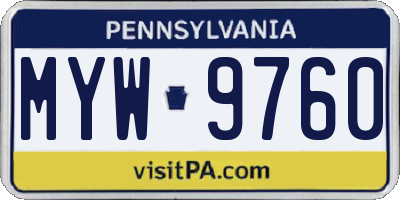 PA license plate MYW9760