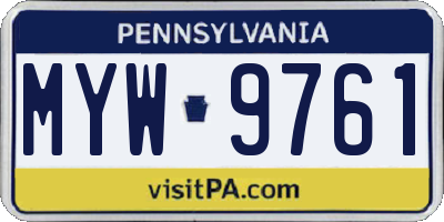 PA license plate MYW9761