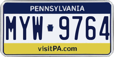 PA license plate MYW9764