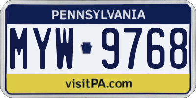 PA license plate MYW9768
