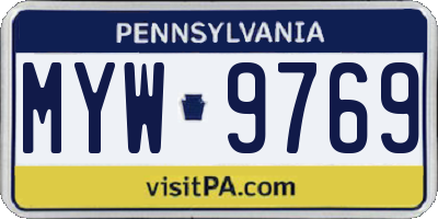PA license plate MYW9769