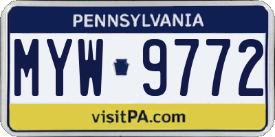 PA license plate MYW9772