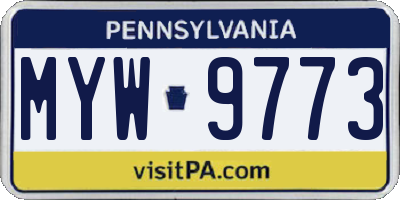 PA license plate MYW9773