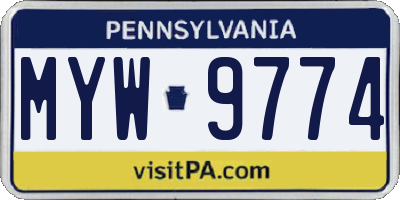 PA license plate MYW9774