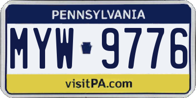 PA license plate MYW9776