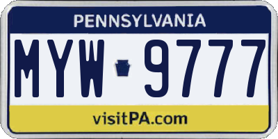 PA license plate MYW9777
