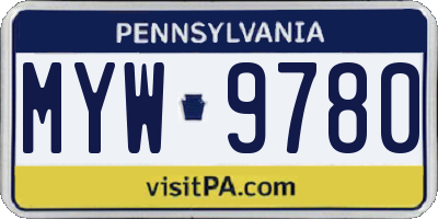 PA license plate MYW9780