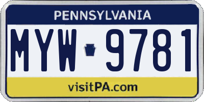 PA license plate MYW9781