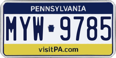 PA license plate MYW9785