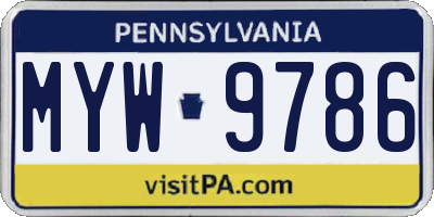 PA license plate MYW9786