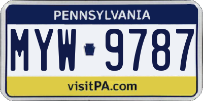 PA license plate MYW9787