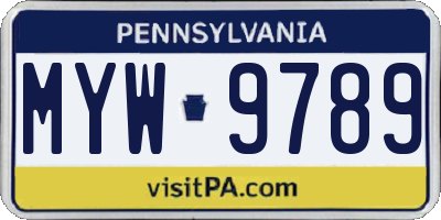 PA license plate MYW9789