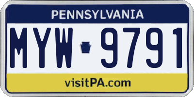 PA license plate MYW9791