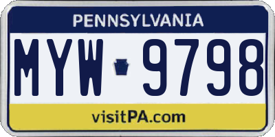 PA license plate MYW9798