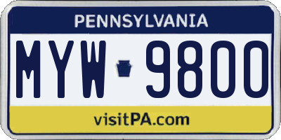 PA license plate MYW9800