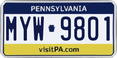 PA license plate MYW9801