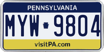 PA license plate MYW9804