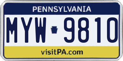 PA license plate MYW9810