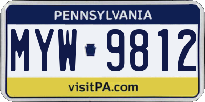 PA license plate MYW9812