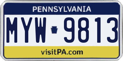 PA license plate MYW9813