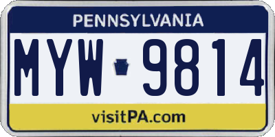 PA license plate MYW9814