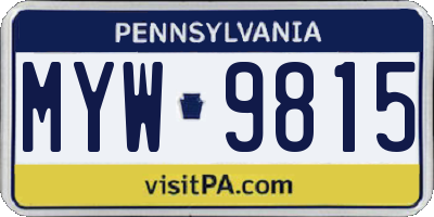 PA license plate MYW9815