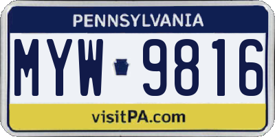 PA license plate MYW9816