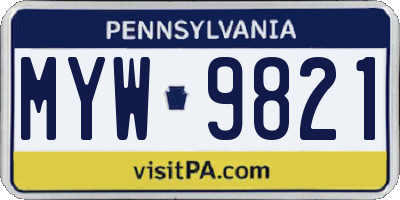 PA license plate MYW9821