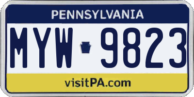 PA license plate MYW9823