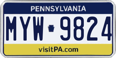 PA license plate MYW9824