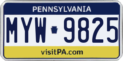 PA license plate MYW9825