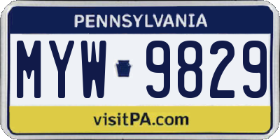PA license plate MYW9829
