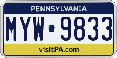 PA license plate MYW9833