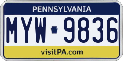 PA license plate MYW9836