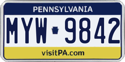 PA license plate MYW9842