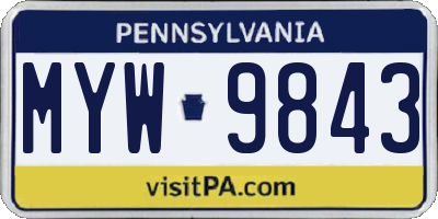 PA license plate MYW9843