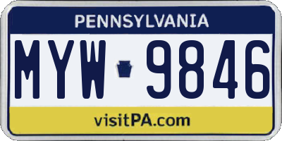 PA license plate MYW9846