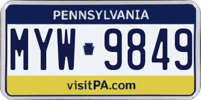 PA license plate MYW9849