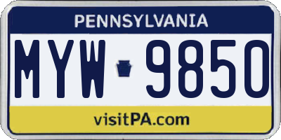 PA license plate MYW9850