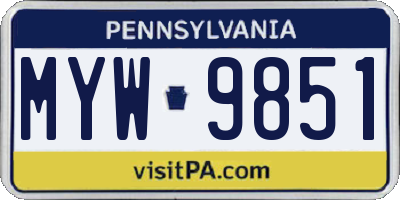 PA license plate MYW9851