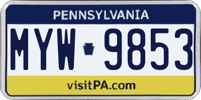 PA license plate MYW9853