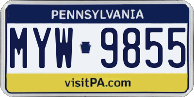 PA license plate MYW9855