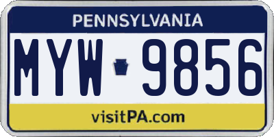 PA license plate MYW9856