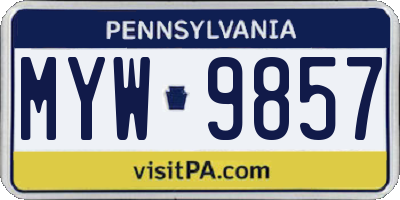 PA license plate MYW9857