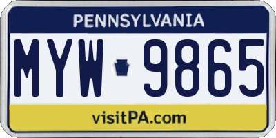 PA license plate MYW9865
